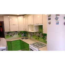 Кухонный гарнитур с фотопечатью яблоневый цвет